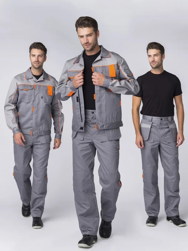 Костюм Драга-1 (тк.Смесовая МВО,240) брюки, серый/св.серый/оранжевый