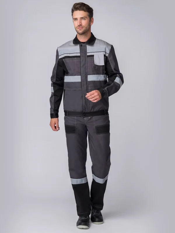 Костюм Вивантек-2 СОП У. (тк.Смесовая,240 ) п/к, т.серый/черный/св.серый