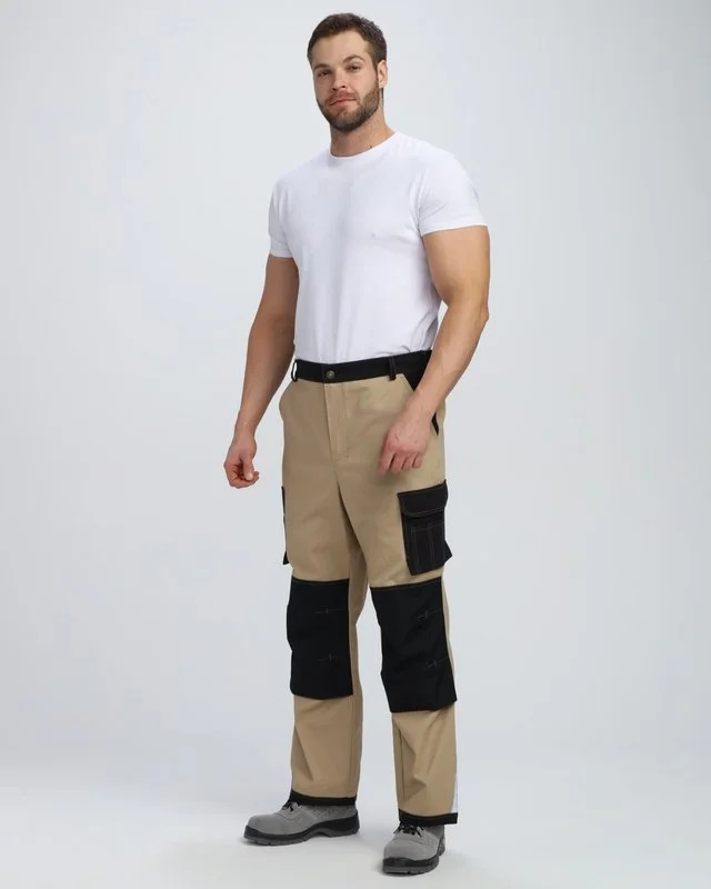 Брюки Айкор (тк.Смесовая,260), бежевый/черный