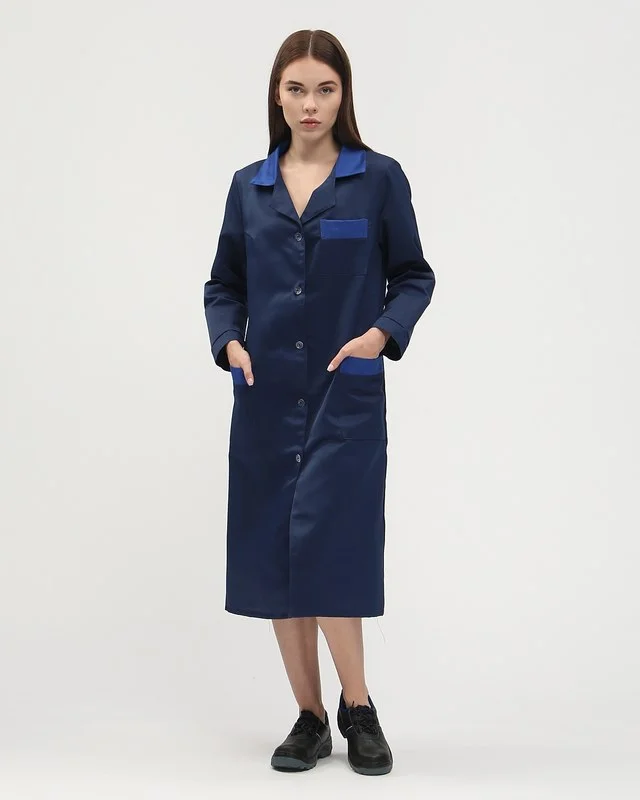 Халат женский (тк.Смесовая,210), т.синий/васильковый