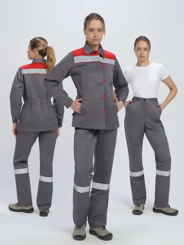 Костюм женский Веснис-1 СОП (тк.Смесовая,210) брюки, т.серый/красный