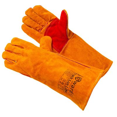 Краги сварщика оранжевые усиленные с подкладкой.