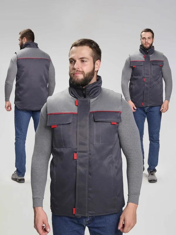 Жилет утепленный Флофт (тк.Смесовая,210), т.серый/серый