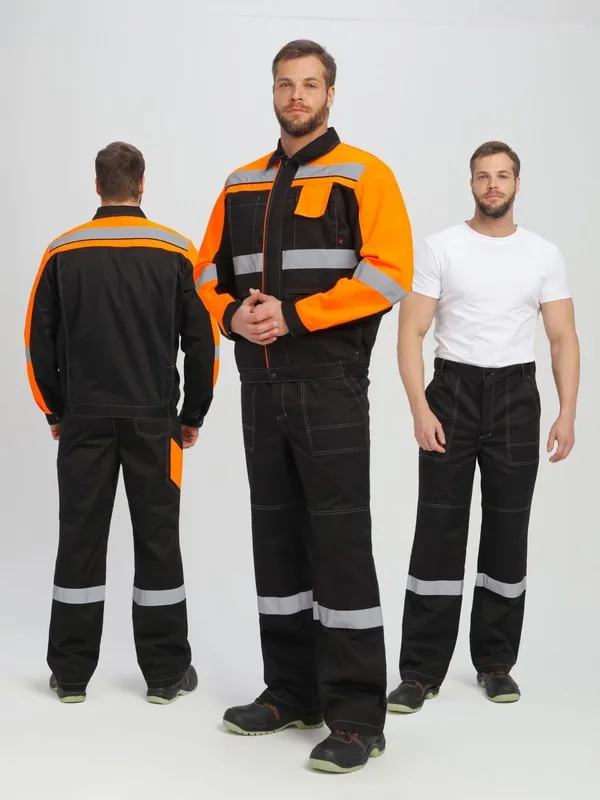Костюм Вивантек-1 СОП К. (тк.Смесовая МВО,240) брюки, черный/оранжевый