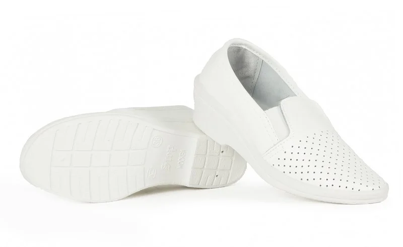 Туфли с перфорацией женские нат.кожа ПВХ (арт.41-22-7), белый