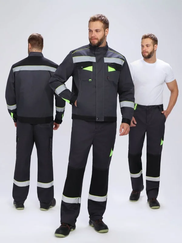 Костюм Ховард-1 (тк.Смесовая,240) брюки, т.серый/черный/лимонный