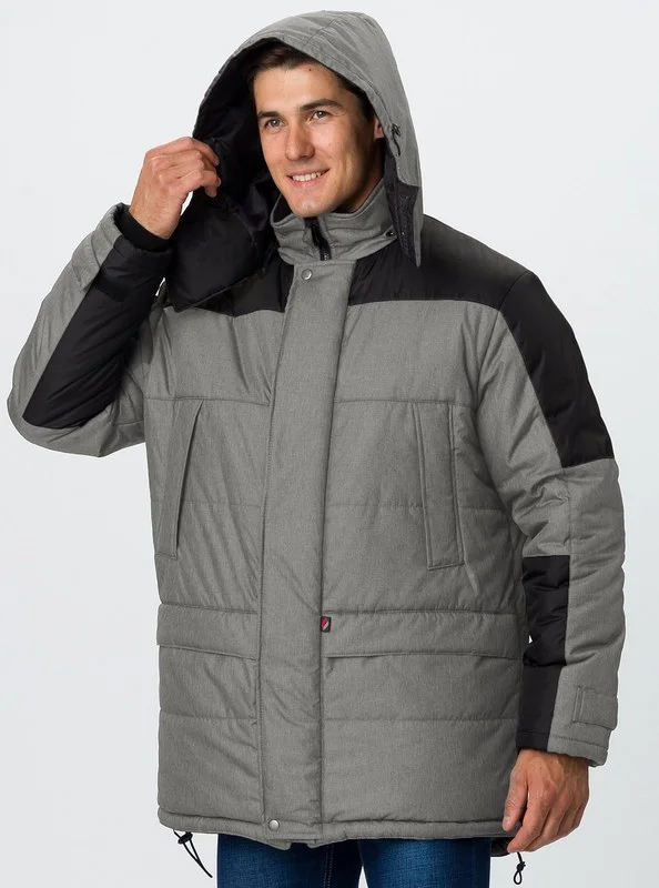 Куртка зимняя Премиум CH (тк.Мембрана), т.серый меланж/черный