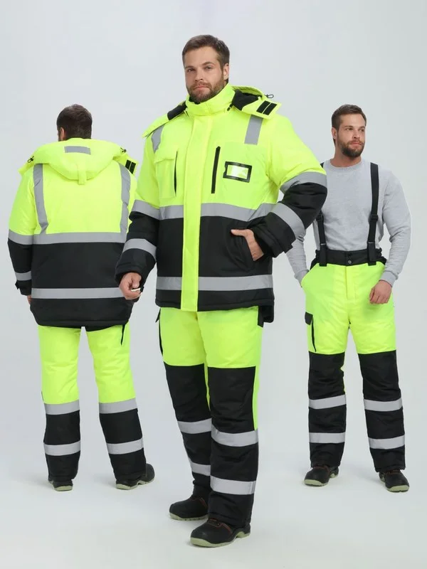 Костюм зимний сигнальный ProfLineSpecialist (тк.Оксфорд PU) брюки, желтый/черный