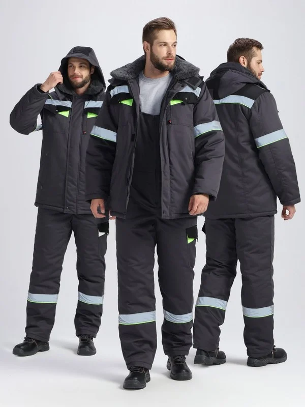 Костюм зимний Ховард (тк.Смесовая,240) п/к, т.серый/черный/лимонный