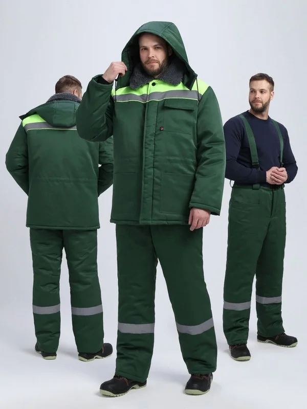 Костюм зимний Труженик-Ультра СОП (тк.Смесовая,210) брюки, т.зеленый/лимонный