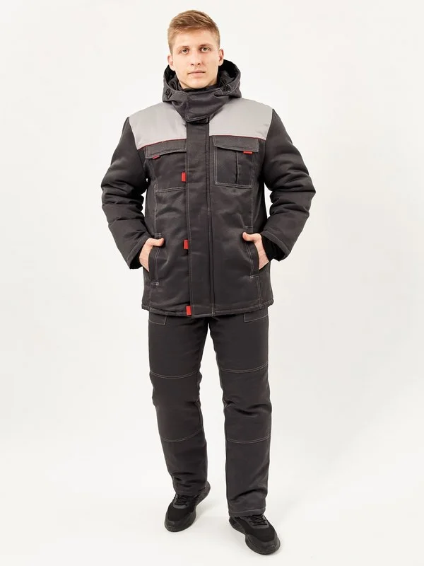 Костюм зимний Флофт-К (тк.Смесовая,210) брюки, т.серый/св.серый