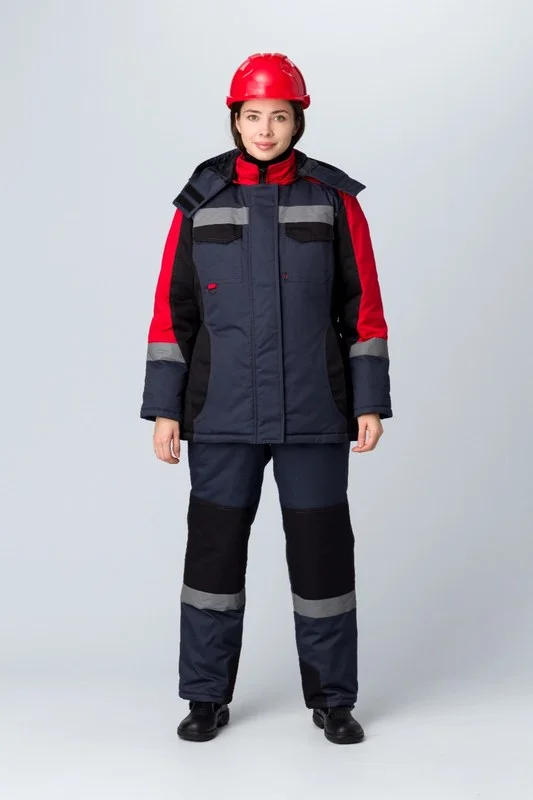 Костюм зимний женский Вектрон-2 СОП У. (тк.Смесовая,240) п/к, черный/красный/серый