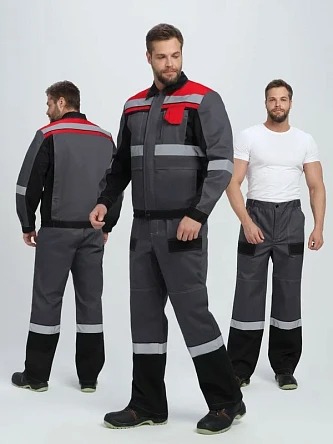 Костюм Вивантек-1 СОП У. (тк.Смесовая, 240) брюки, т.серый/черный/красный