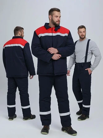 Костюм сварщика зимний Велдсвар-СОП 1 кл.защиты (тк.Хлопок ОП,350) брюки, т.синий/красный