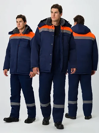Костюм зимний Труженик-Ультра-2 (тк.Смесовая,210) п/к, т.синий/оранжевый