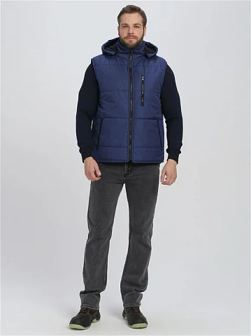 Жилет утепленный с капюшоном Резко (тк.Таслан,135), т.синий