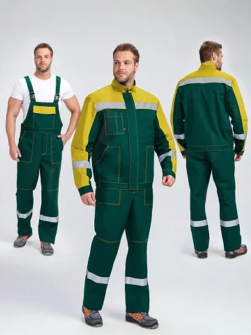 Костюм Бриготек-2 СОП (тк.Смесовая,260) п/к, зеленый/желтый