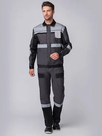 Костюм Вивантек-2 СОП У. (тк.Смесовая,240 ) п/к, т.серый/черный/св.серый