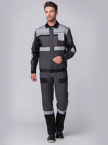 Костюм Вивантек-2 СОП У. (тк.Смесовая,240 ) п/к, т.серый/черный/св.серый