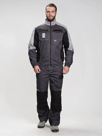 Костюм Вектрон-1 (тк.Смесовая,240) брюки, т.серый/св.серый/черный