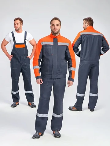 Костюм Бриготек-2 СОП (тк.Смесовая,260) п/к, т.серый/оранжевый