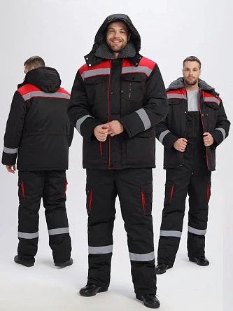 Костюм зимний Нейч-Премиум СОП К. (тк.Смесовая,240) п/к, черный/красный