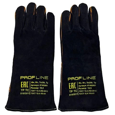 Перчатки (краги) спилковые термозащитные ProfLineLeader, черный