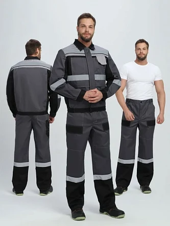 Костюм Вивантек-1 СОП К. (тк.Смесовая МВО,240) брюки, т.серый/черный/св.серый