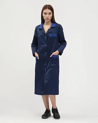 Халат женский (тк.Смесовая,210), т.синий/васильковый