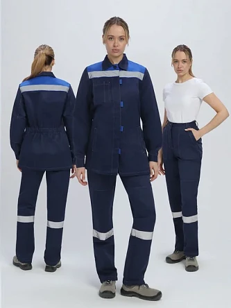 Костюм женский Веснис-1 СОП К. (тк.Смесовая,210) брюки, т.синий/васильковый