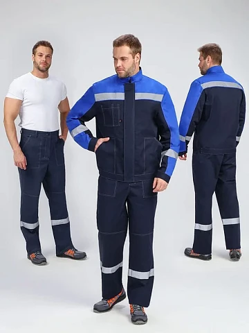 Костюм Бриготек-1 СОП (тк.Смесовая,260) брюки, т.синий/васильковый