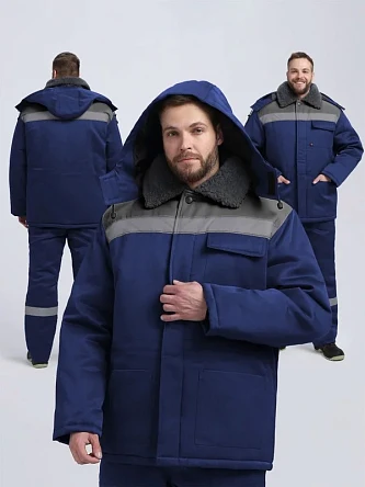 Куртка зимняя Квайл СОП (тк.Смесовая,210), т.синий/серый