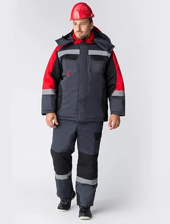 Костюм зимний Вектрон-2 СОП У. (тк.Смесовая,240) п/к, серый/черный/красный