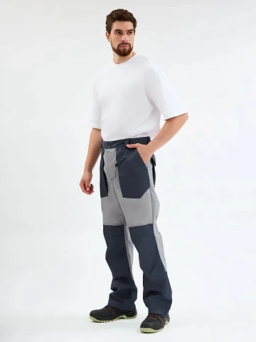 Брюки Лидер (тк.Смесовая,240), т.серый/св.серый