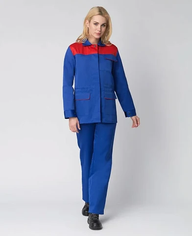 Костюм женский П. (тк.Смесовая,210) брюки, васильковый/красный