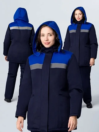 Куртка зимняя женская Кнейд СОП (тк.Смесовая,210), т.синий/васильковый