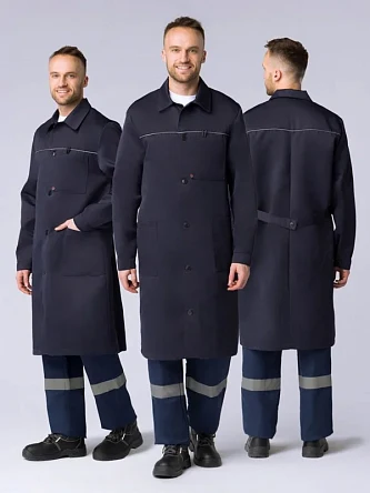 Халат мужской для ИТР (тк.Смесовая,210), т.синий