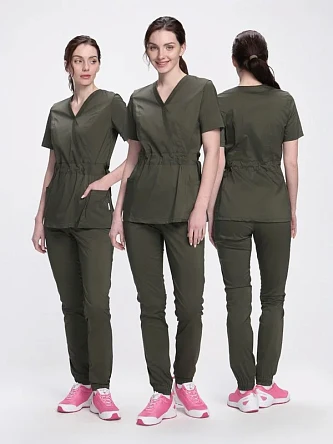 Костюм женский хирургический Модерн-004 (тк.Стрейч,120) MedLine, хаки
