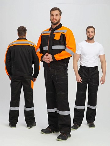 Костюм Вивантек-1 СОП К. (тк.Смесовая МВО,240) брюки, черный/оранжевый