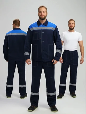 Костюм Лигор-1 СОП (тк.Саржа,250) брюки, т.синий/васильковый