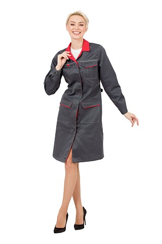 Халат "Страйк" серый/красный (женский)