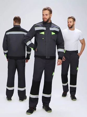 Костюм Ховард-1 (тк.Смесовая,240) брюки, т.серый/черный/лимонный