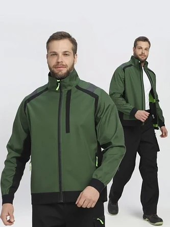 Куртка ProfLineLeader (тк.Софтшел), хаки/черный