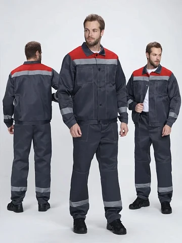 Костюм Лигор-1 СОП (тк.Смесовая,210) брюки, т.серый/красный