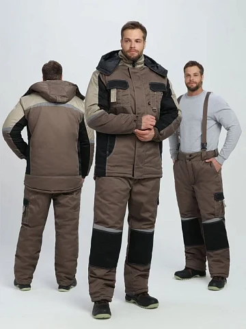 Костюм зимний Мега (тк.Смесовая,240) брюки, коричневый/черный/бежевый