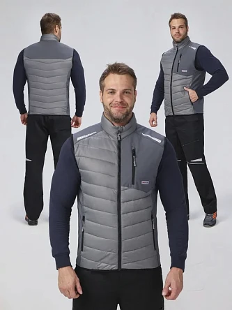 Жилет утепленный ProfLineLeader (тк.Нейлон/Софтшел), серый