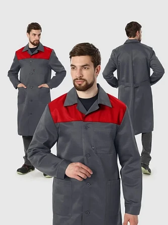 Халат Лигор (тк.Смесовая,210), т.серый/красный