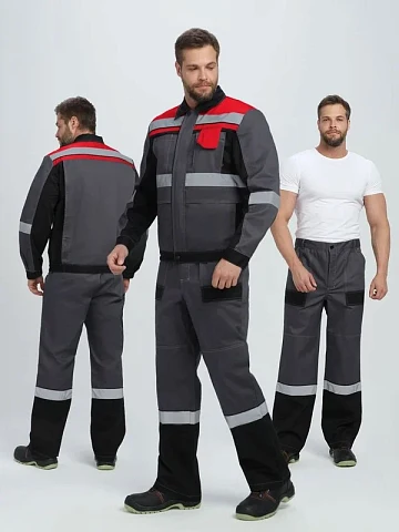 Костюм Вивантек-1 СОП У. (тк.Смесовая,240) брюки, т.серый/черный/красный