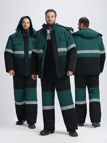 Костюм зимний Нордхард-2 СОП (тк.Смесовая,250) п/к, черный/зеленый