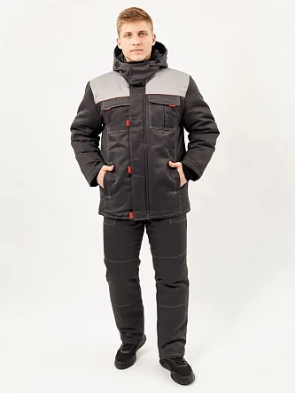 Костюм зимний Флофт-К (тк.Смесовая,210) брюки, т.серый/св.серый